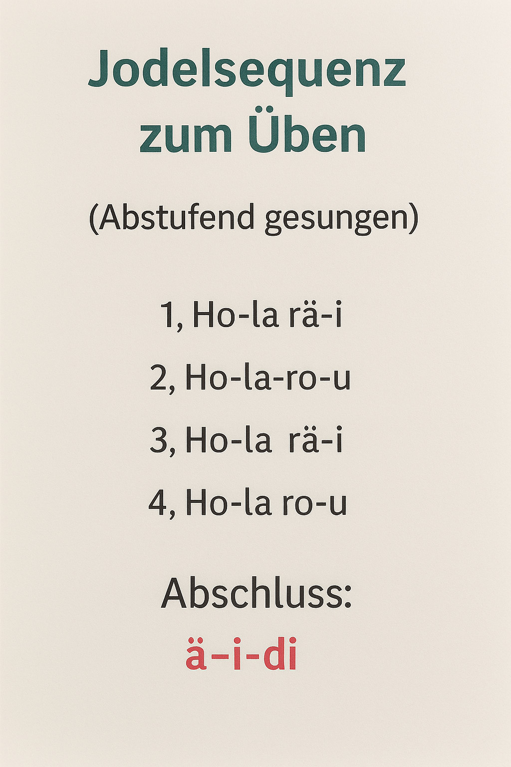 Jodelsequenz zum Üben